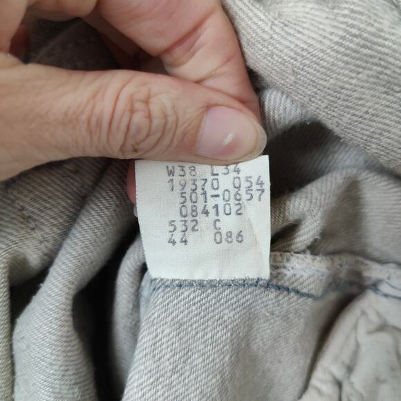 Vintage 80s Levi's 501 Jeans Mens‎ 38x34 Button Fly Gray Wash Straight Leg Denim - Picture 8 of 8